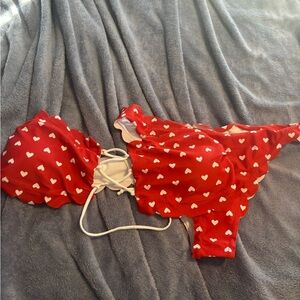 Red Heart Bikini Top Xl new